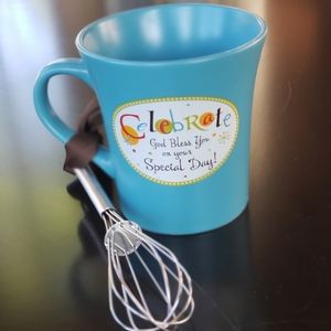 GOD BLESS Bless You Gift  Mug Cake with Wisk Celebrate  Special Day Religious